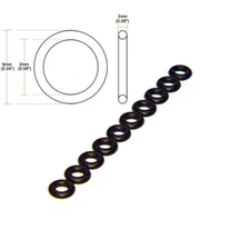 Nitrile O-Ring (2mm ID x 6mm OD x 2mm Width) Buna 70 - 10 Pack