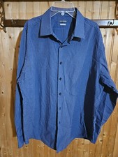 Van Heusen Shirt SZ 17 Long Sleeve Blue Check Button Up Collar GUC 5811