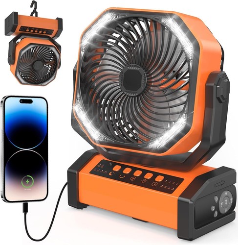 Camping Fan with LED Lantern 20000mAh Rechargeable Battery Operated Outdoor