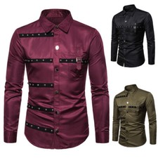 Men's Fashion Shirt Button Up Shirt Long-Sleeve Shirt Steampunk Blouse Tops