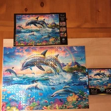 Buffalo Vivid Collection Dolphin Paradise 1000 Piece Jigsaw Puzzle Missing 1 PC