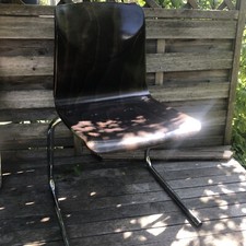 Vintage Stahlrohr Freischwinger Pagholz Stapelstuhl Chrom schwarz Woodmark