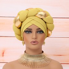 Aso Oke Turban Women Head Wrap African Cap Bonnet Headwear Headtie Nigerian Arab