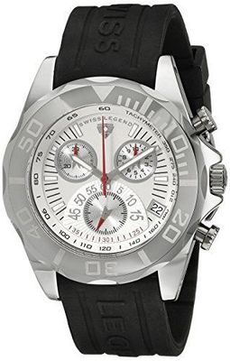 SWISS LEGEND 18010-02 TUNGSTEN CHRONO SILVER DIAL BLK SILIC STRAP