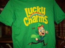LUCKY CHARMS BOYS GREEN T SHIRT SIZE MED 8 SUMMER CEREAL THEME SCHOOL NEW