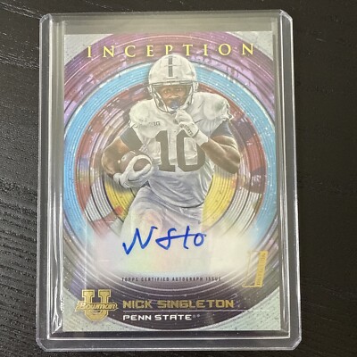Nfl Inception 2023 BOWMAN U INCEPTION NICK SINGLETON AUTO PENN STATE SUPERSTAR 🔥 NFL ...