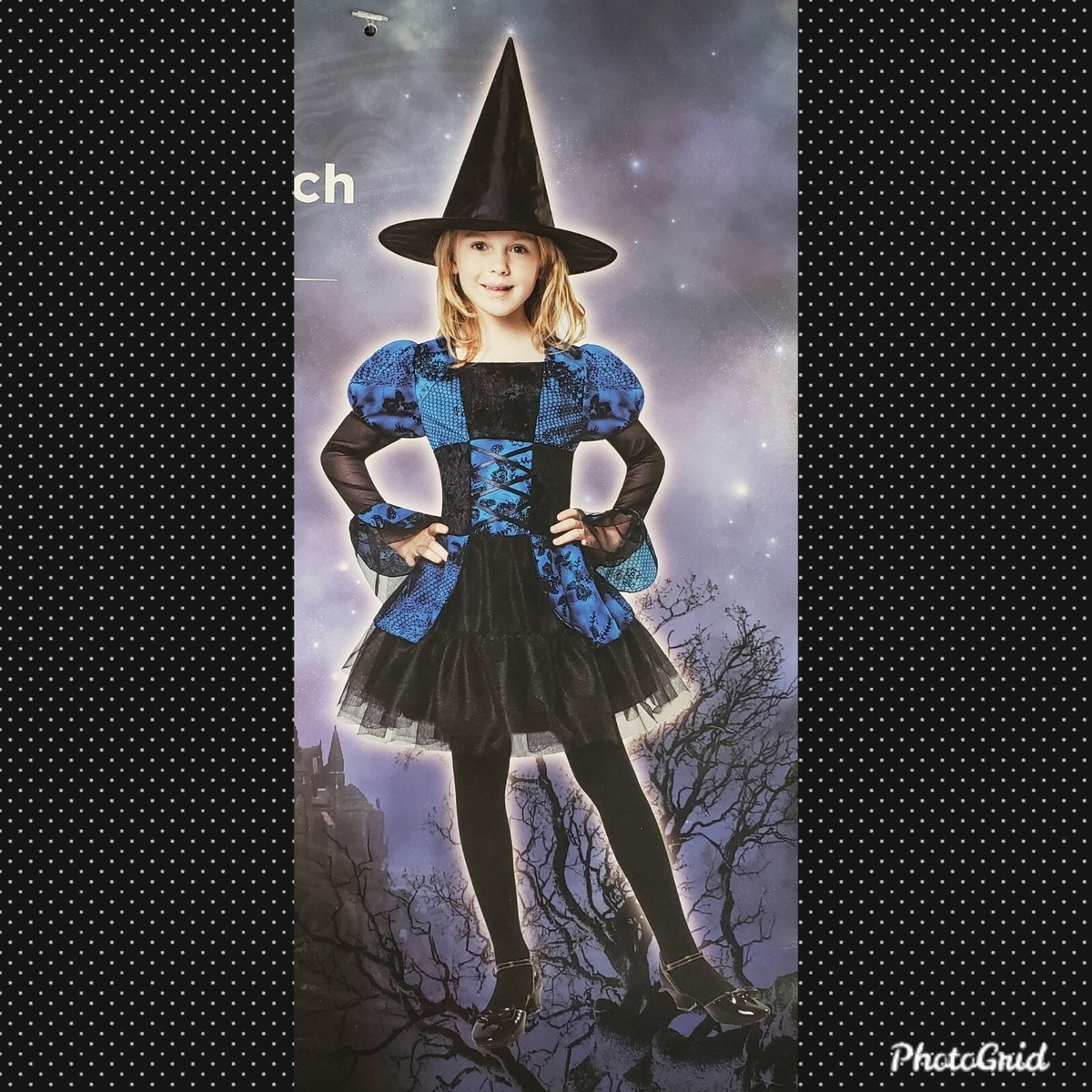 Girls Gothic Black & Blue Witch Halloween Costume SZ S 4/6 (54)