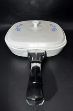 Made USA Mint 3 Pc. Corning Ware Blue Cornflower Casserole Skillet w/ Lid B-36