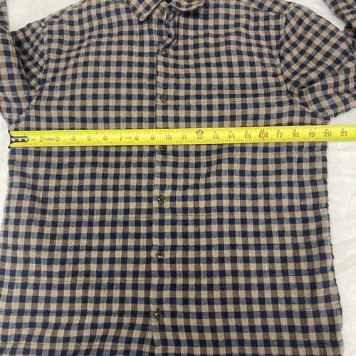 Thomas Dean Mens Padded Plaid Shirt Jacket Navy Front Button Closure Imported - Picture 10 of 20