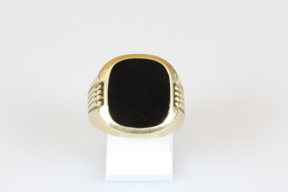 Anillo 14 Quilates Oro Onyx de Hombre Sello Joyas Piedras Preciosas Regalo