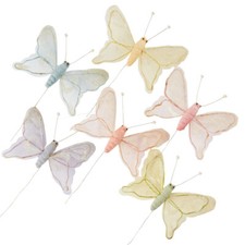 Package of 12 Pastel Glittered Artificial 4-3/4" Butterflies
