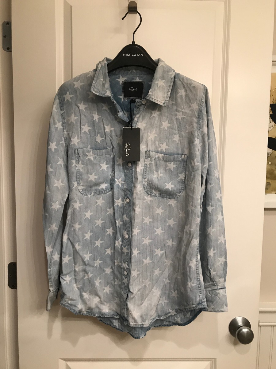 star print button down