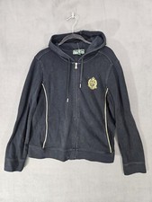 Vintage Lauren Active Ralph Lauren Chest Logo Black Hoodie Women Large Full Zip