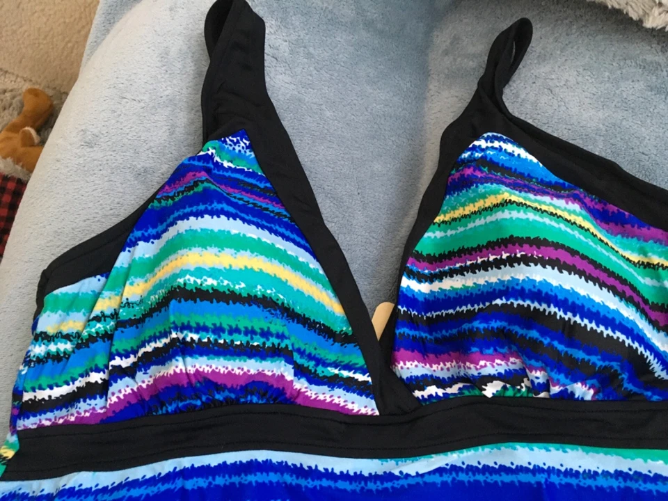 Camiseta Tankini Caribbean Joe Para Mujer Talla 16 Multicolor Rayas Nueva Con Etiquetas Foto 2 de 4