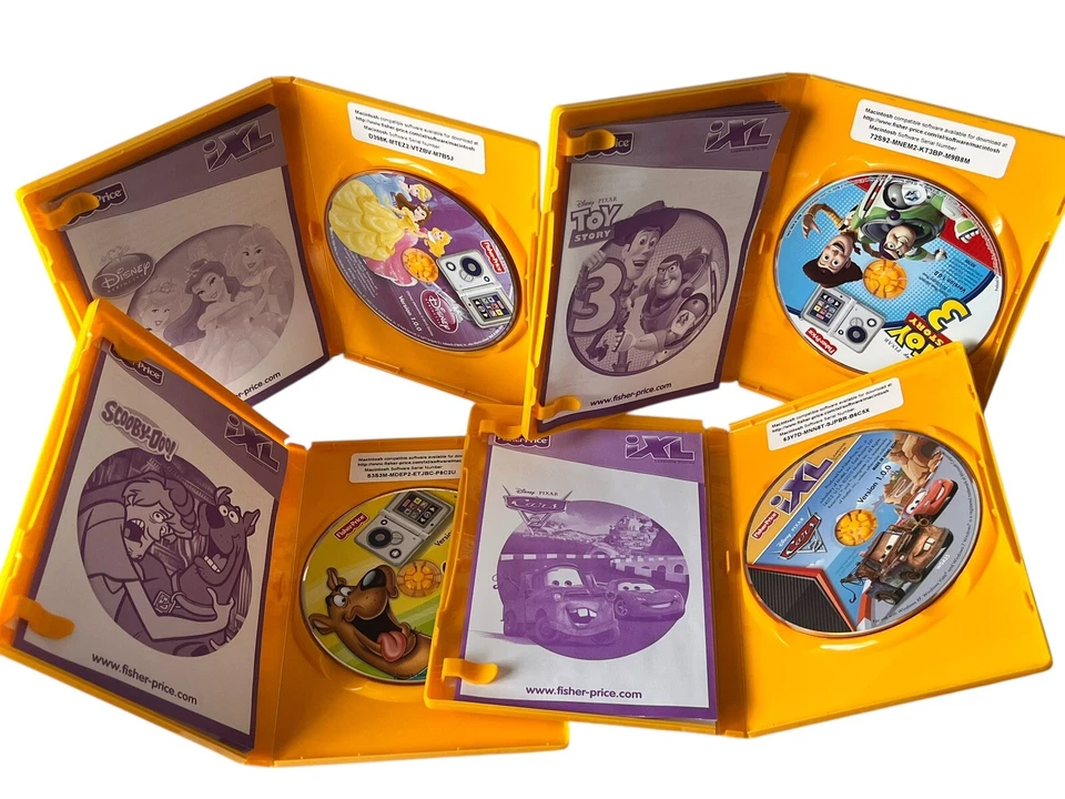 Fisher Price iXL Learning System Lot x4  Games Scooby Doo Princess Toy Story Car - Image 2 of 4