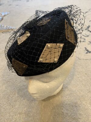 Vintage 1940? Black Glenover Henry Pollak 100% Wool hat Net - Main Image