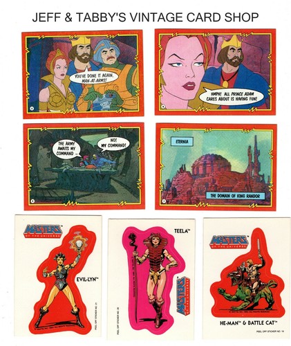 1984 Topps Masters of the Universe Cards/stickers/C drop down menu 4 card U GET