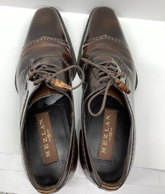Mezlan Polished Leather Cap Toe 1968 Brown Oxford Mens 8.5m  display picture 3