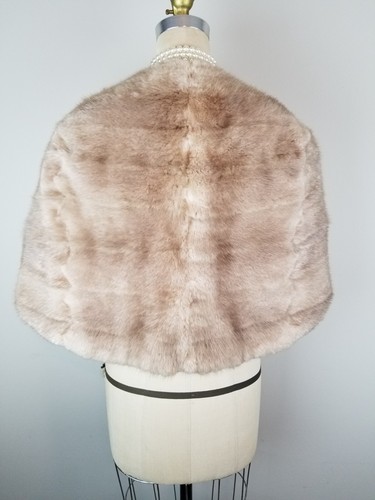 Vintage Silver Taupe Mink Stole Fur w/ Cross Feature * Bridal Mink Cape Capelet - Picture 7 of 12