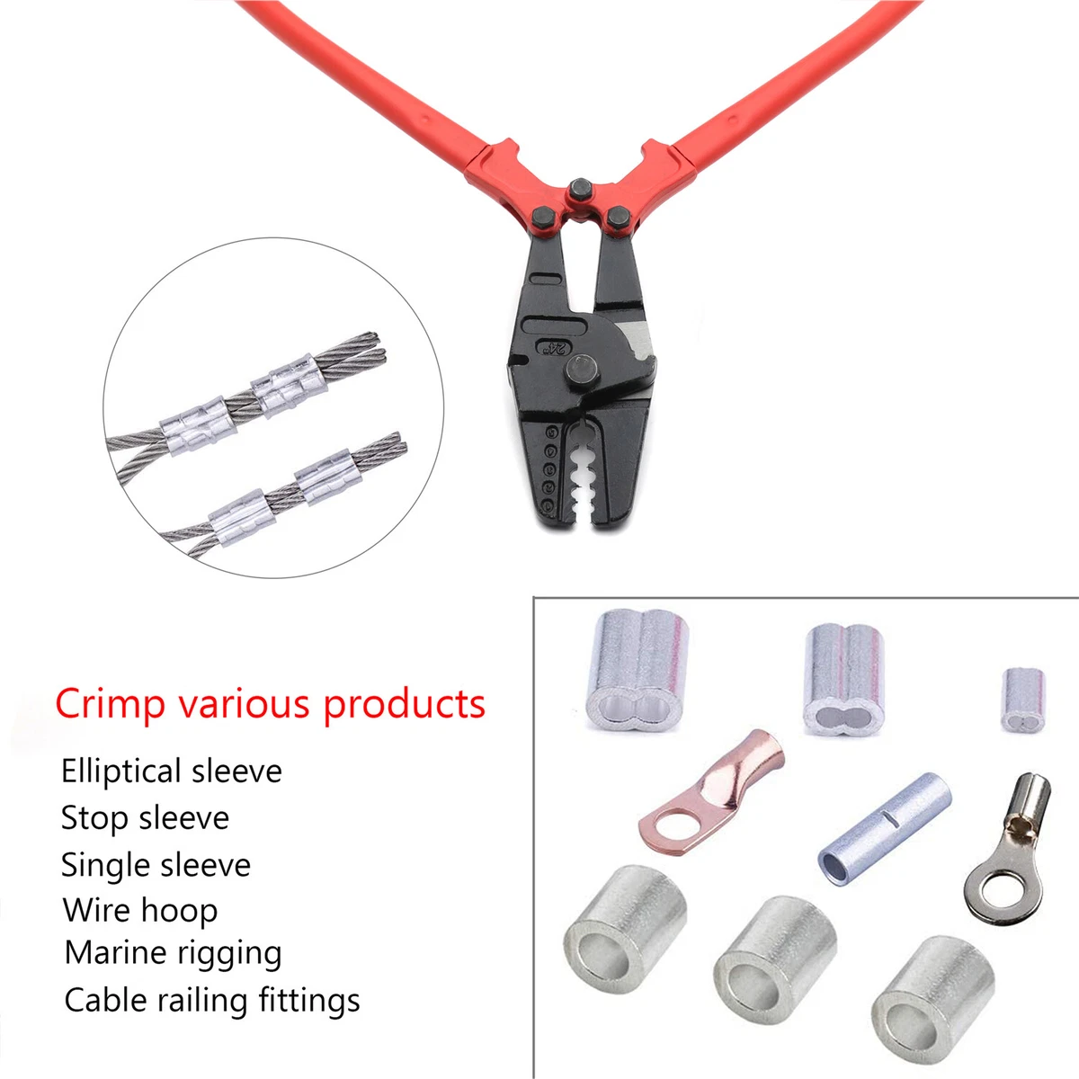 24 Hand Swager Swaging Crimping Tool for Wire Rope Cable Swage 1/16-  3/16