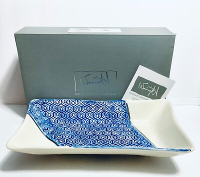 MICHAEL WAINWRIGHT VIENNA 10'' PORCELAIN FOOTED BOWL / TRAY PLATINUM BANDING NIB