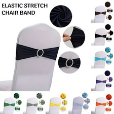 1-100pcs Spandex Stretch Chair Sashes Elasticity Band Bows with Slider Buckle