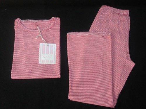 Nuovo set pigiama natalizio grano design danese bambina taglia 6 righe rosse 100% cotone - Foto 1 di 5