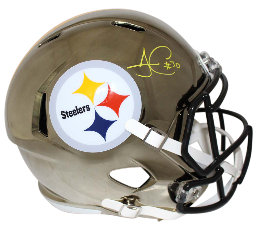 James Conner Autographed Signed Pittsburgh Steelers Chrome Replica Helmet JSA 