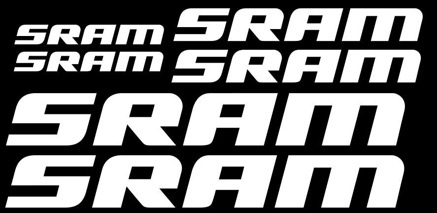 SRAM Bicycle Vinyl Frame Decal Sticker Set MTB/Road Bike - Multiple Colors
