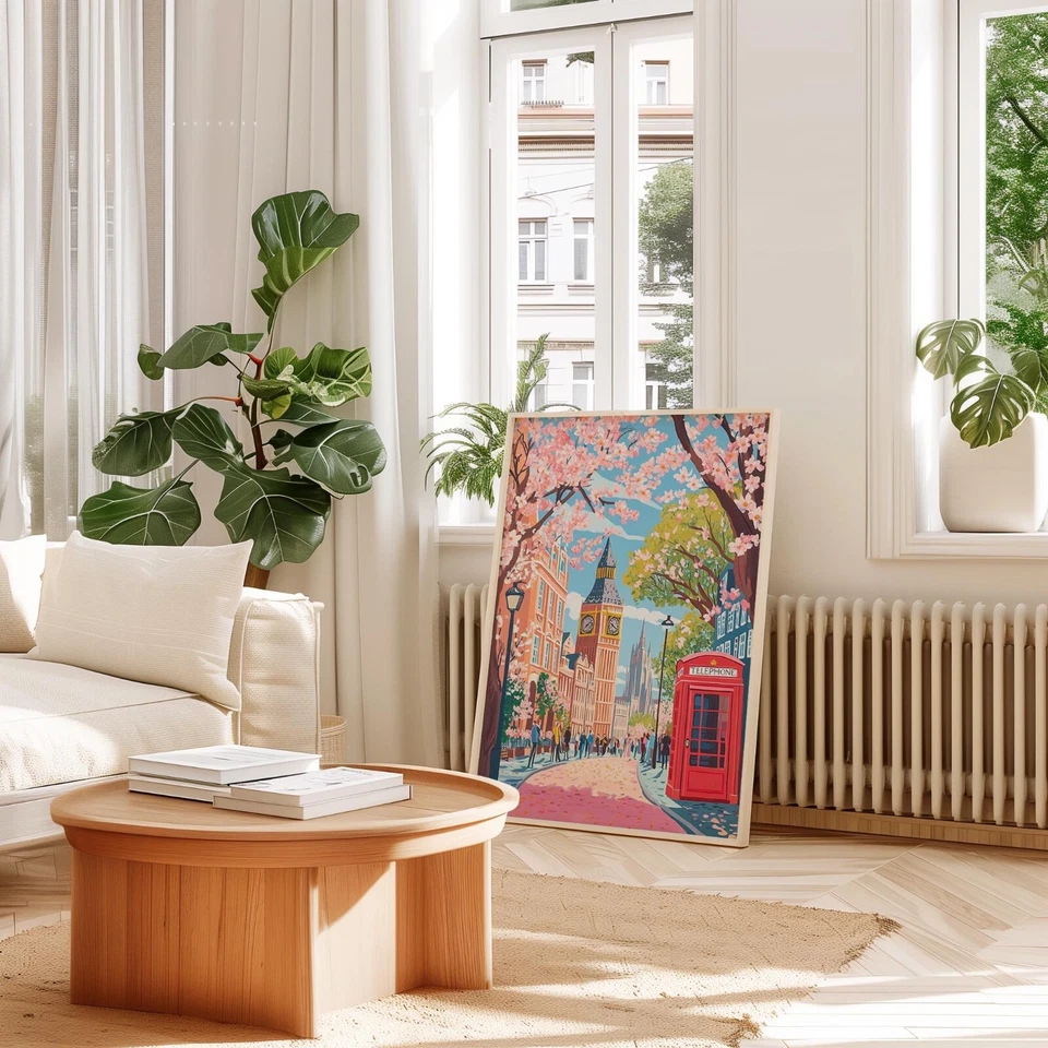 Pink London England Travel Wall Art Print Poster - Image 2 of 4