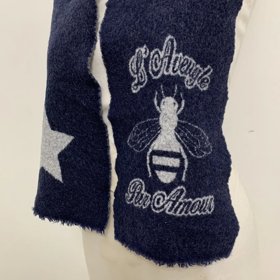 Bufanda Gucci L'Aveugle PAR AMOURWool 52x6 en logotipo de abeja y estrella hecha en Italia #A1 Foto 2 de 4