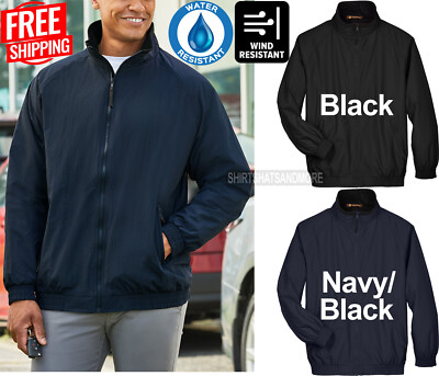 Mens Fleece Anti-Pill Lined Nylon Jacket Wind Rain Water