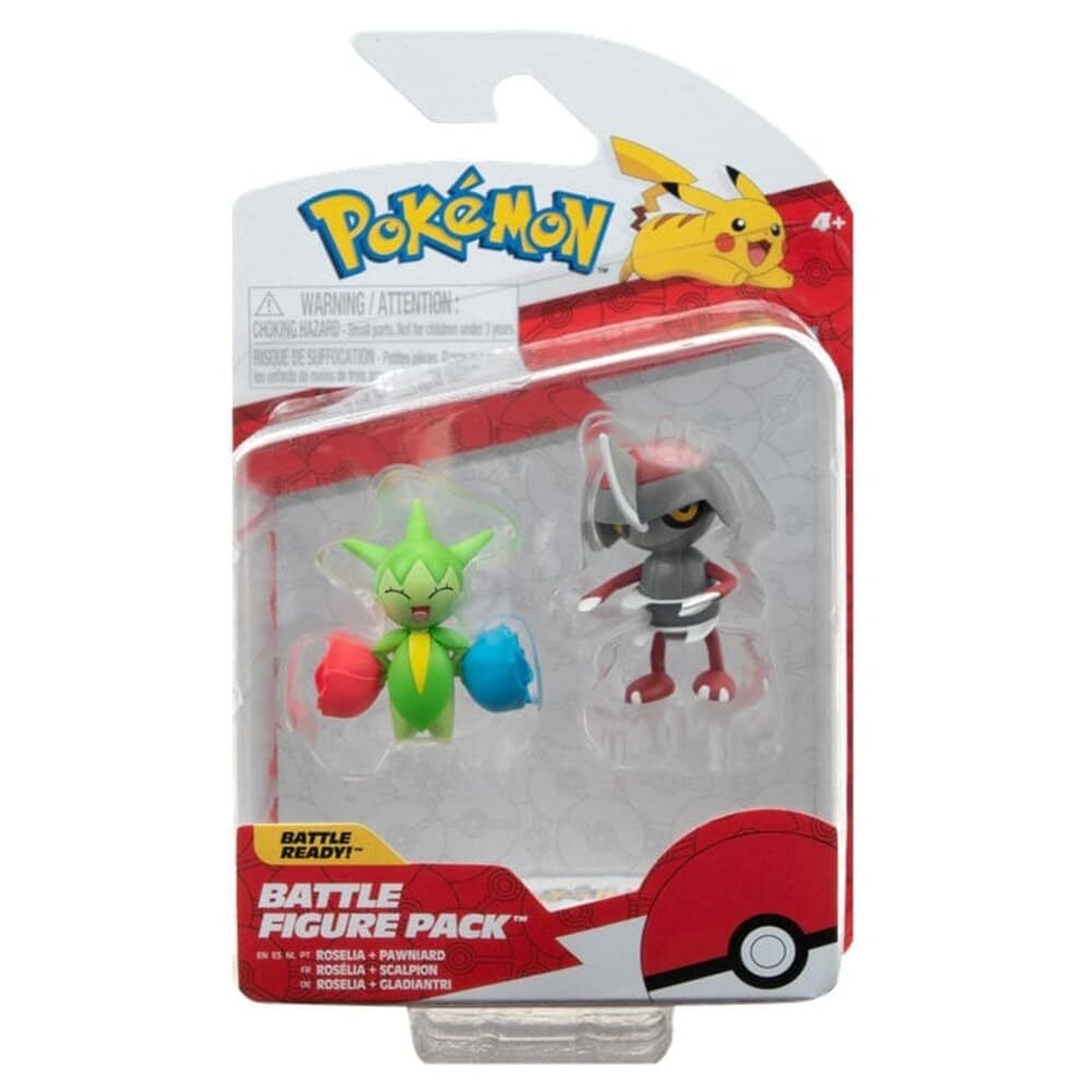 Pokémon PKW3006 Battle Figure Set - Gladiantri Roselia - Official Battle Figure