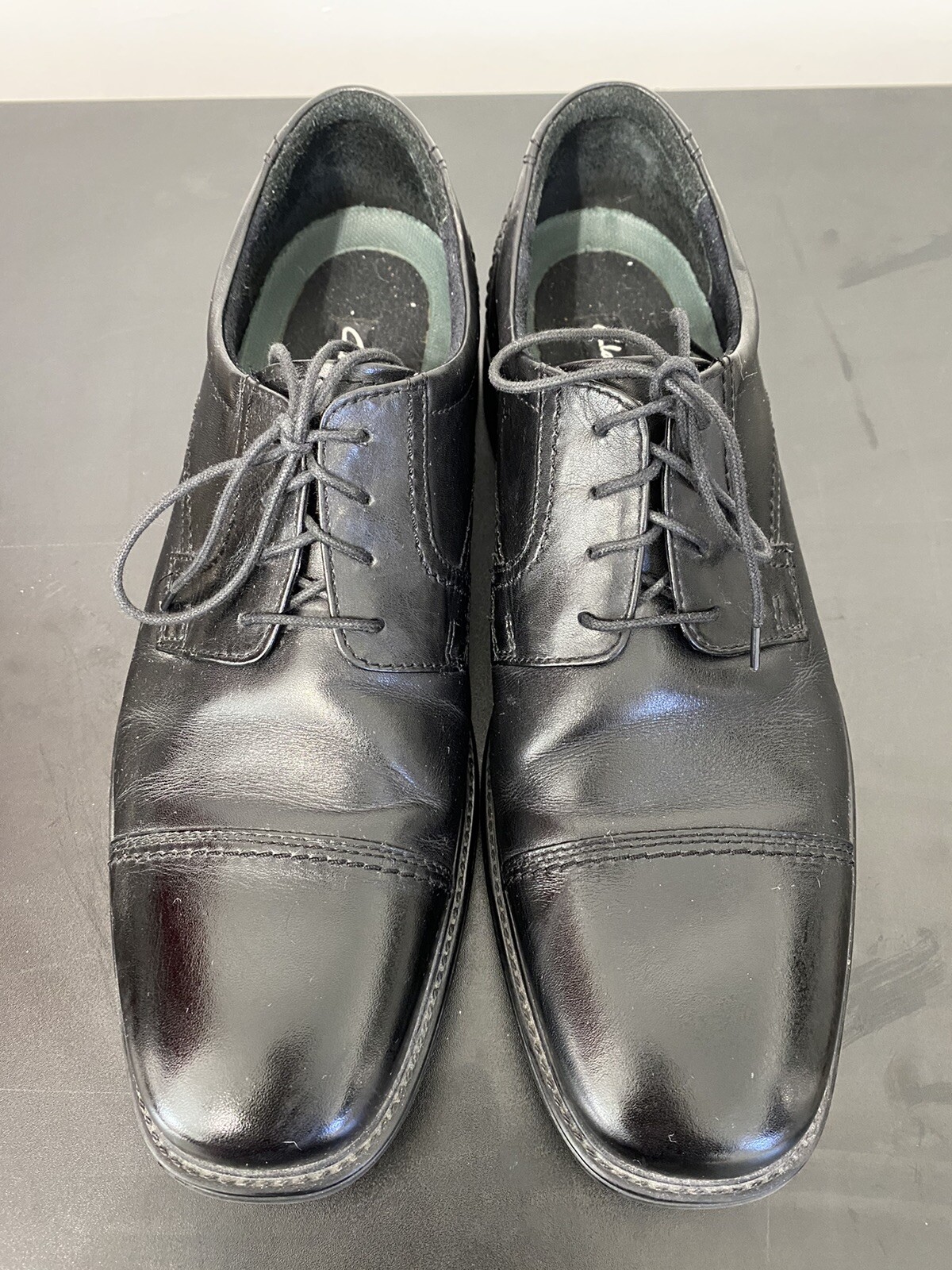 Clarks Mens Shoes Black Leather Oxford Size 11.5 Comfort Casual Lace Up