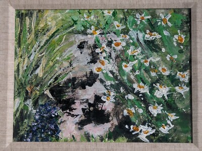 Zeitgenössisches Original Impasto Abstraktes Ölgemälde unsigniert Das Blumenfeld