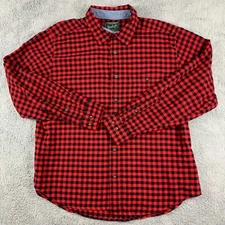 Woolrich Shirt Mens XL Red Black Buffalo Plaid Lumberjack Long Sleeve Button Up