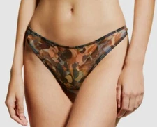 $55 Else Women's Green Ebru Printed Mesh Thong Panty Size XS