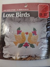 NEW Shadow Applique Pillow Kit Love Birds 12"x12" NOS