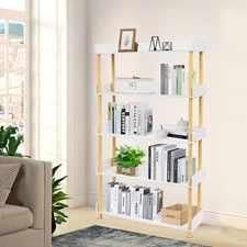 5 Tier Wooden Open Bookcase Modern Display Bookshelf Tall Book Shelf New Modern