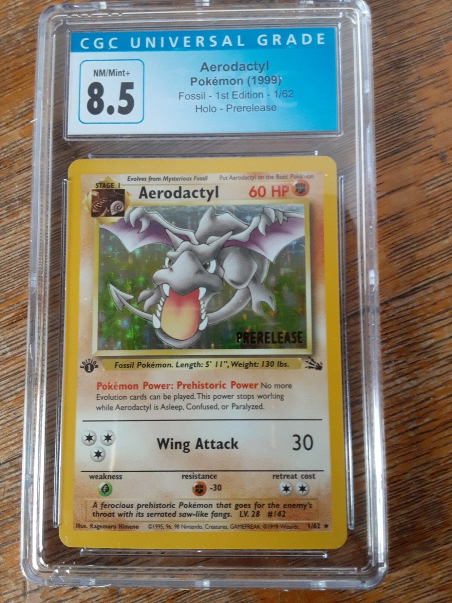 Aerodactyl Pokemon Fossil 1st Edition 1/62 Holo Prerelease