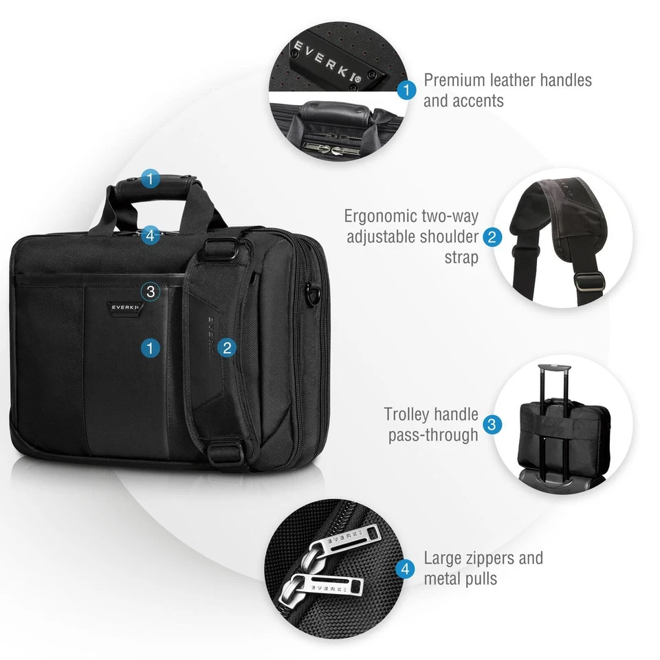Everki 17.3" Versa Premium Checkpoint Friendly 180 Open Laptop Briefcase Bag - Image 4 of 4