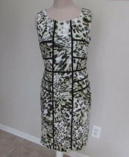 ANN TAYLOR 4 womens black white green animal print sheath dress New no tags