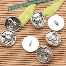 Pkg of 5 Silver Color HORSE HEAD 5/8" (15mm) Metal Shank Button (2522)