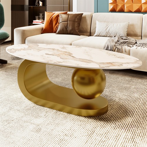 Modern Oval Coffee Table Center Cocktail Table Side End Table for Living Room
