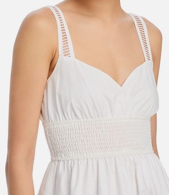 Moon River Women White Sleeveless Eyelet Detail Midi Dress Size Small | eBay