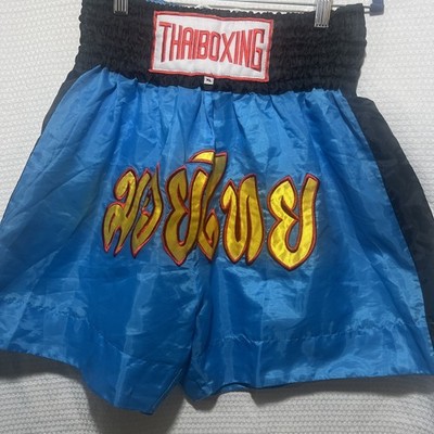Thai Boxing Muay Thai Shorts Trunks Blue/Black Elastic Waist Band Sz XL