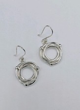 Mexico Taxco 925 Sterling Silver Triple Linked Hoop Earrings 6.3g Handmade