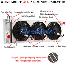 3Rows Radiator shroud fan for 91-2001 Jeep Cherokee XJ Sport 4.0l 6Cly MT RS.