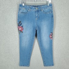 Talbots Jeans Womens 8p Petite Simply Flattering 5 Pocket Ankle Floral
