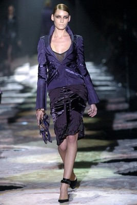 Gucci Tom Ford FW2004 Runway Silk Pleated Jacket Purple IT40 US4